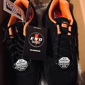 Skechers Black and Orange ESD Work Shoes